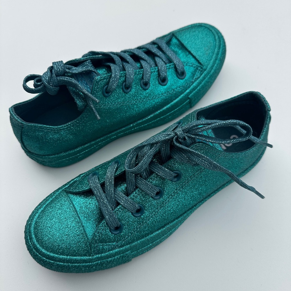 Converse Teal Glitter Sneakers 164813C women’s size 6